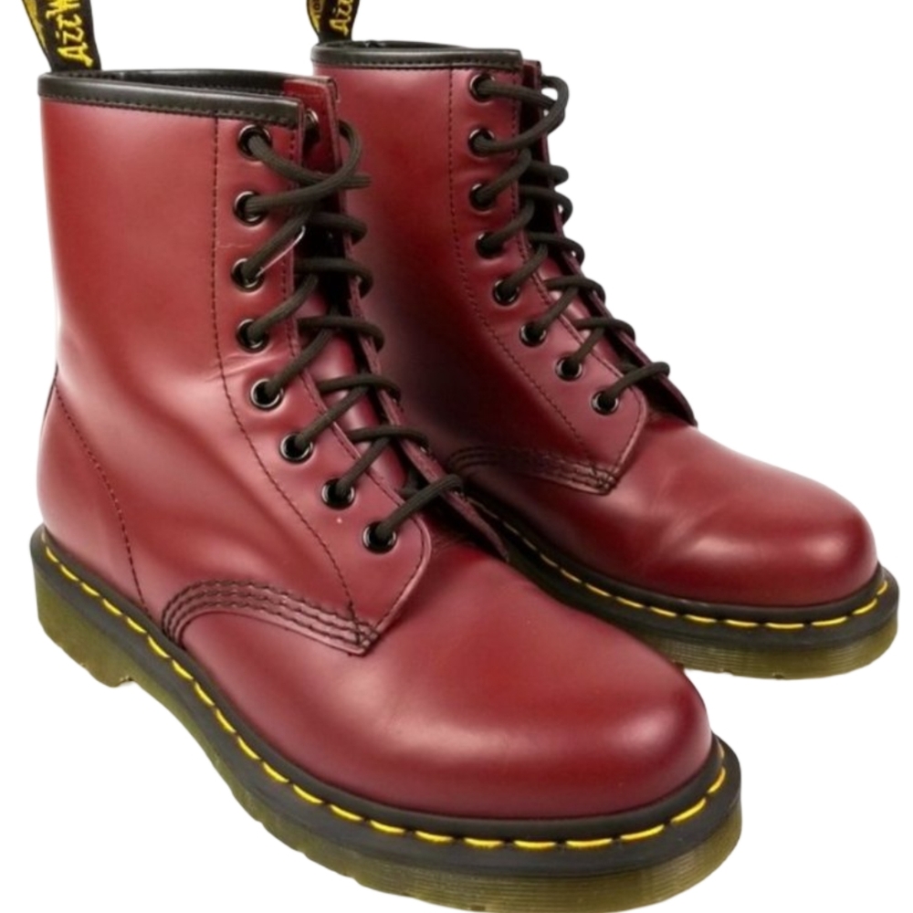 Dr. Martens 1460 Cherry Red Leather Boots Size 8 Brand New - Picture 2 of 13